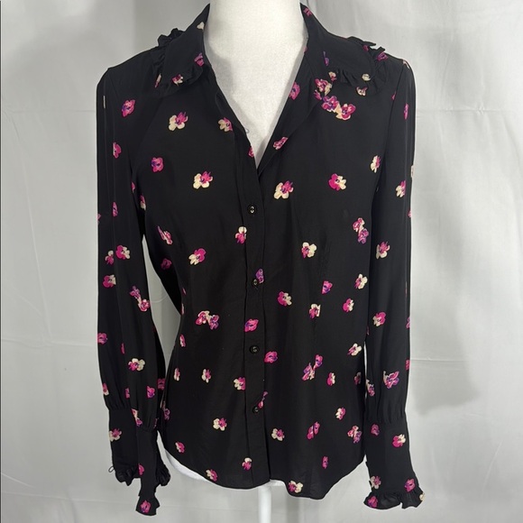 Rebecca Taylor Floriana Stretch Floral Button Up Blouse Size 6 - Picture 1 of 10